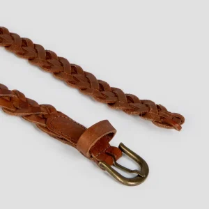 Cinturon Estrecho Trenzado Camel