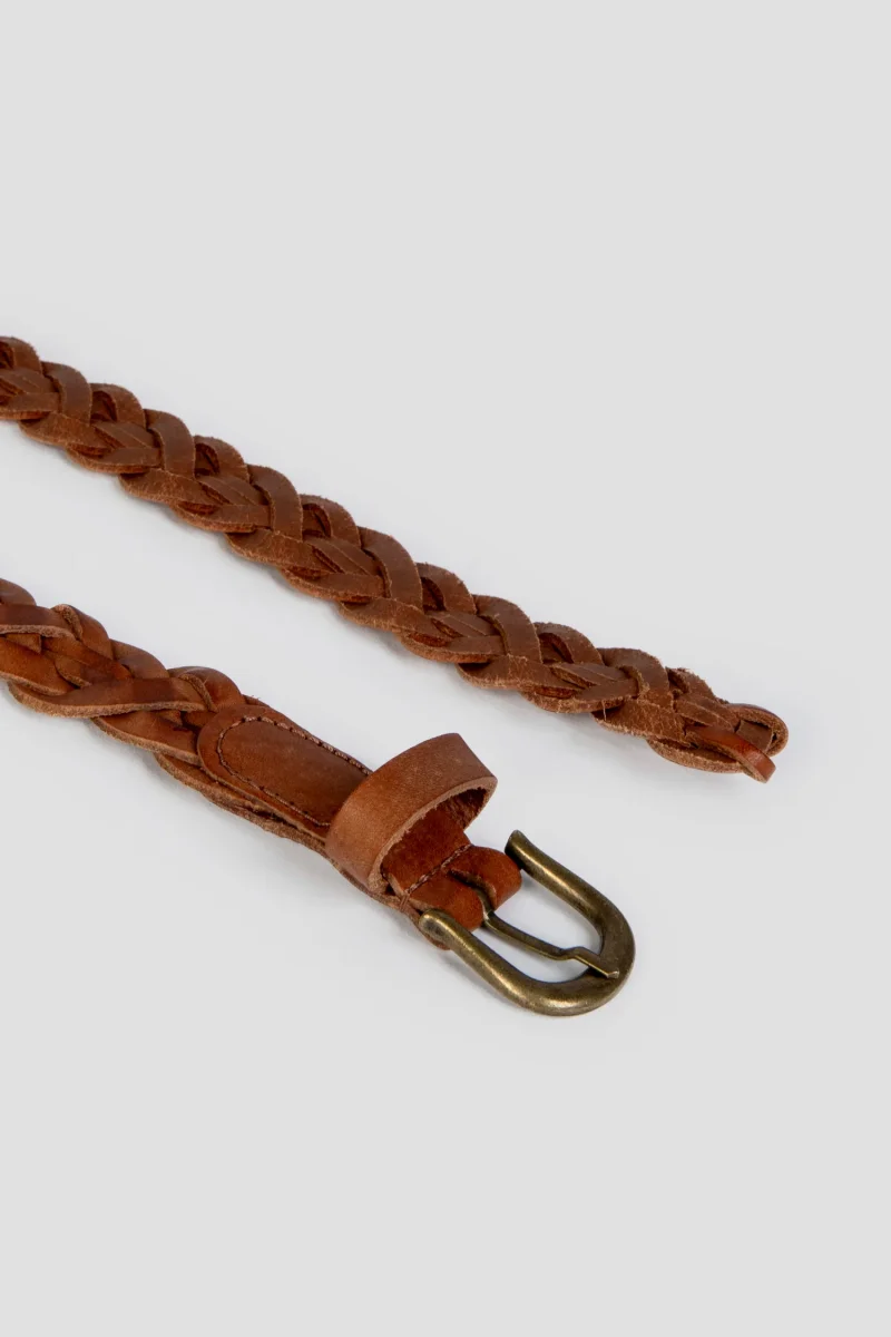 Cinturon Estrecho Trenzado Camel - Imagen 2