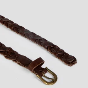 Cinturón Estrecho Trenzado Marron