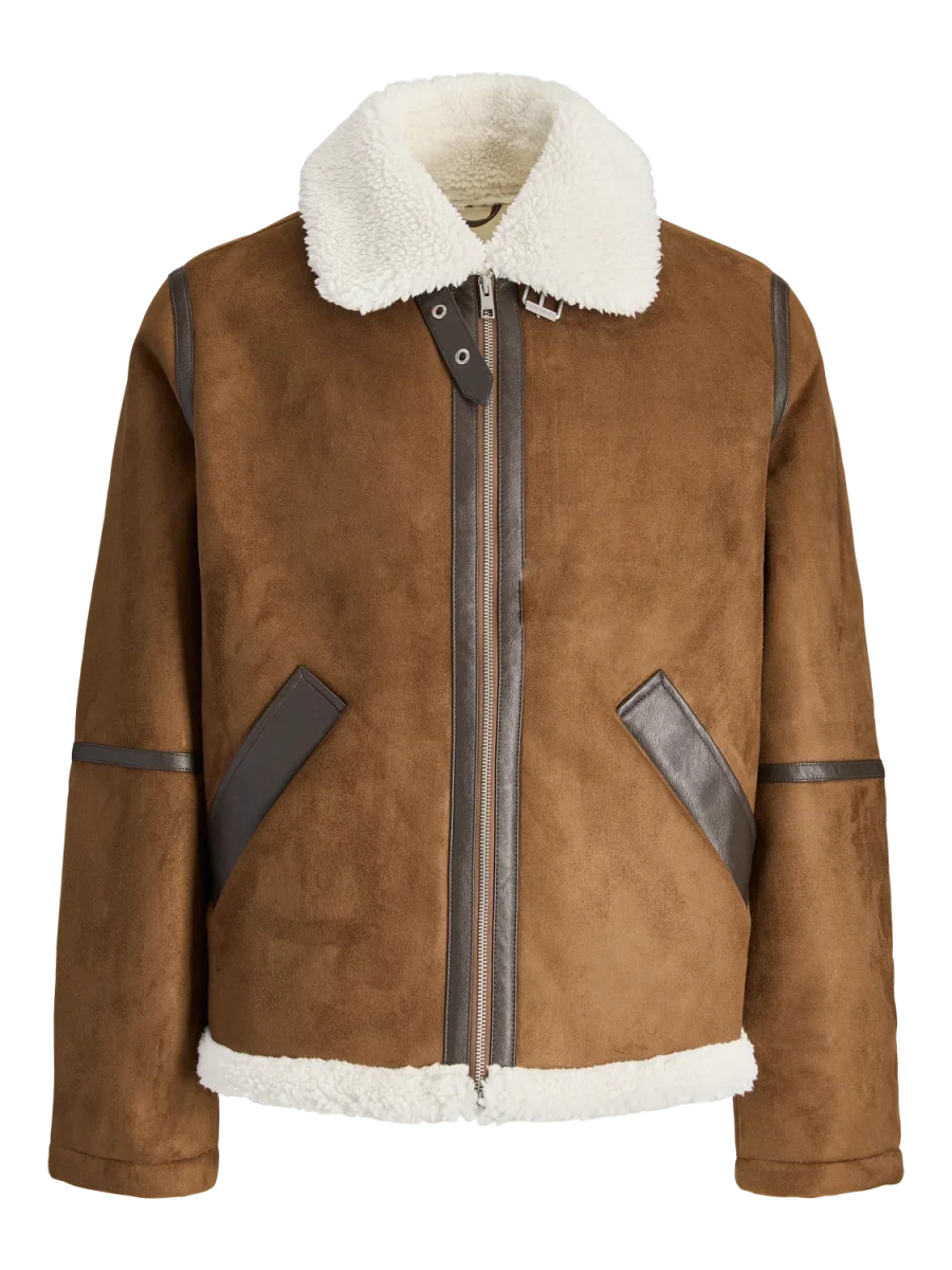CAMPERA AVIATOR - Cognac Detail:ANTIQUE WHITE TEDDY
