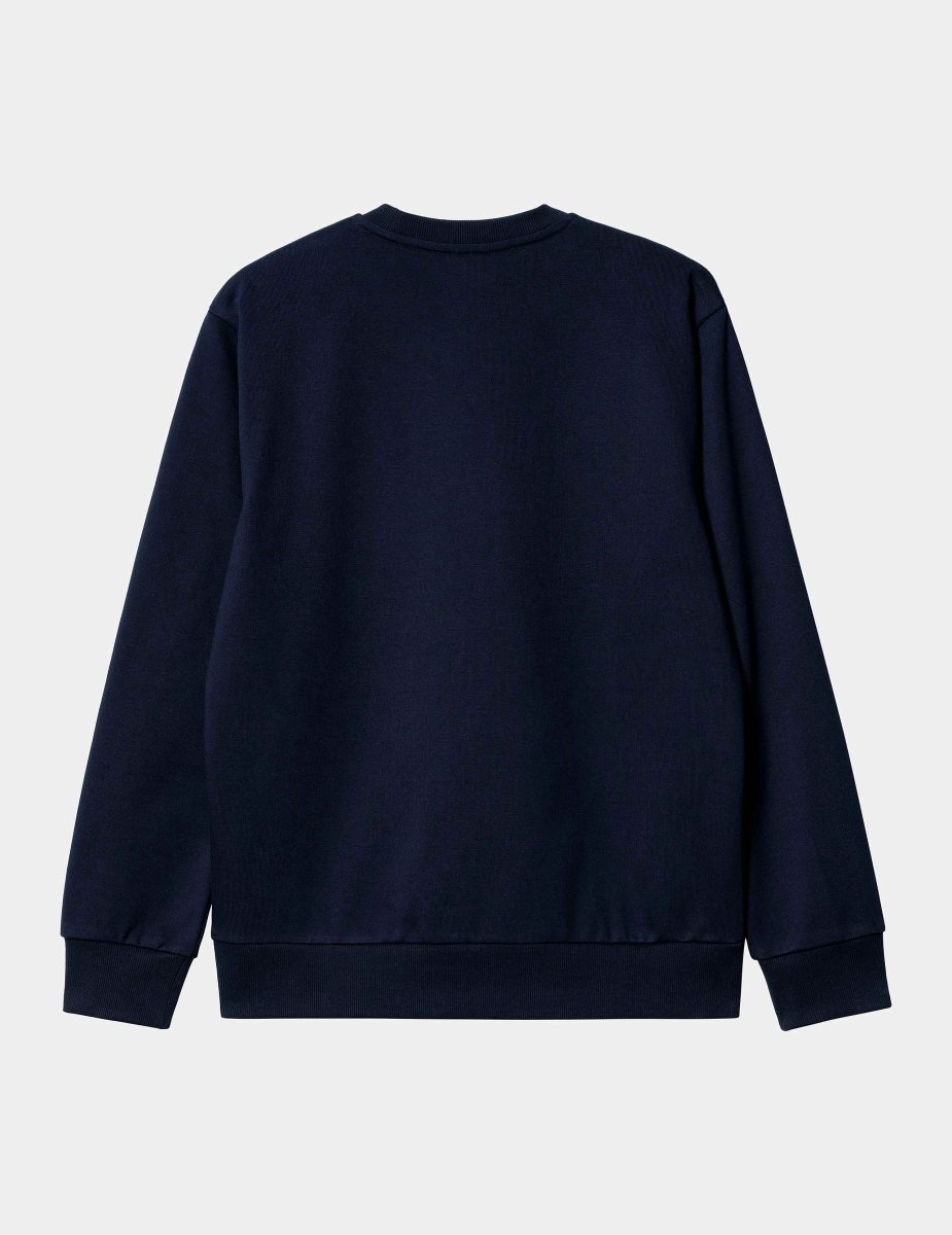 Sudadera Crew CARHARTT WIP EMBROIDERY - Dark Navy / White - Imagen 3