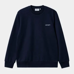 Sudadera Crew CARHARTT WIP EMBROIDERY - Dark Navy / White
