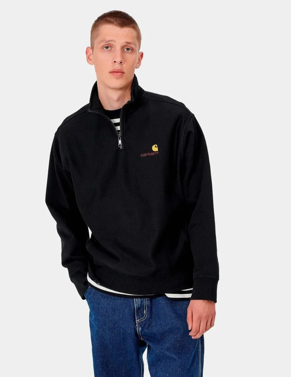 Sudadera HALF ZIP AMERICAN SCRIPT - Black