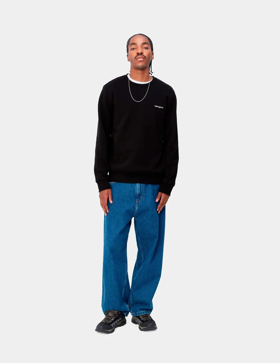 Sud. Crew CARHARTT WIP SCRIPT EMBROIDERY - Black / White - Imagen 4