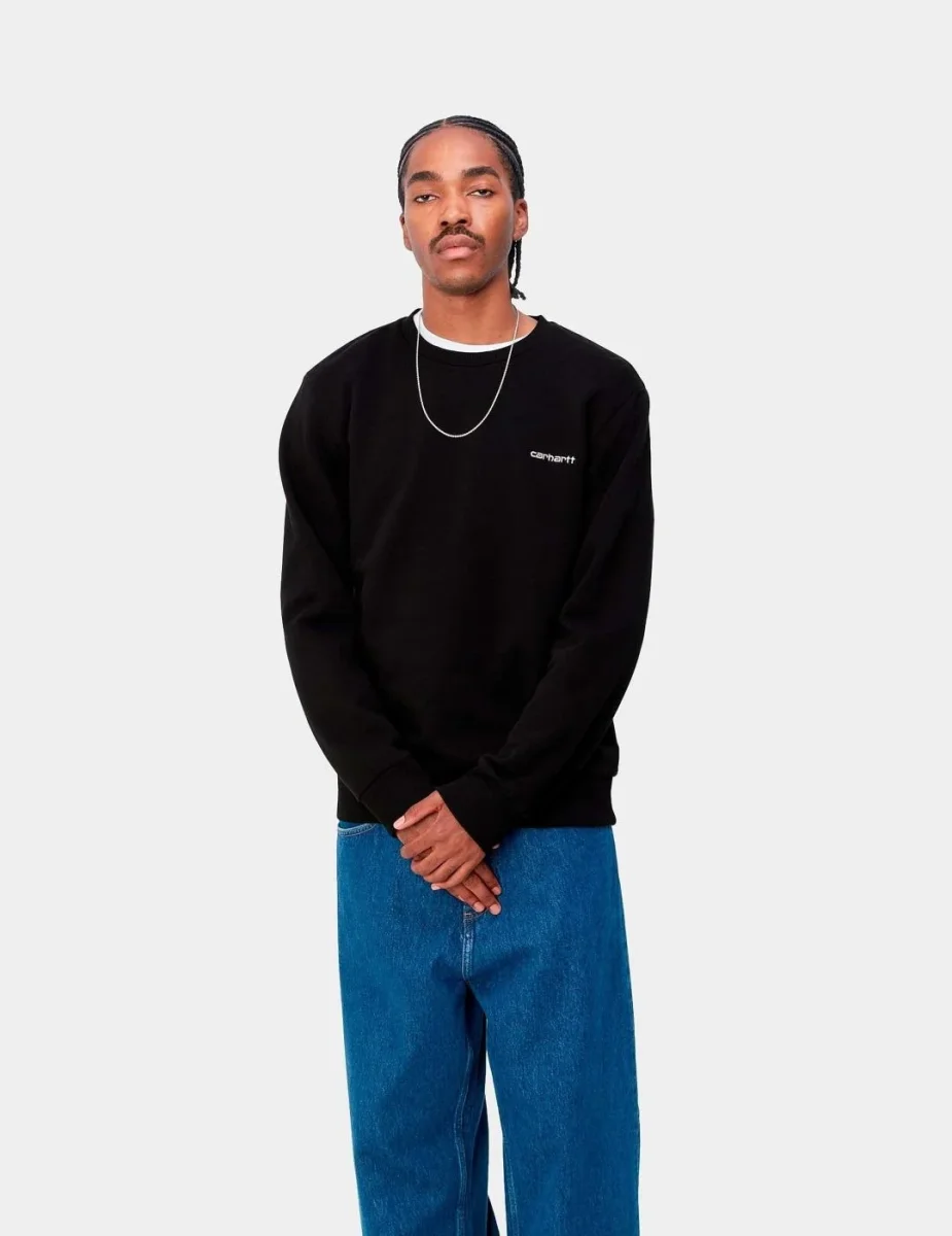 Sud. Crew CARHARTT WIP SCRIPT EMBROIDERY - Black / White - Imagen 2