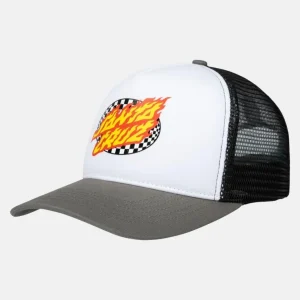Gorra SANTA CRUZ OVAL CHECK FLAME MESHBACK- White/Stone Grey