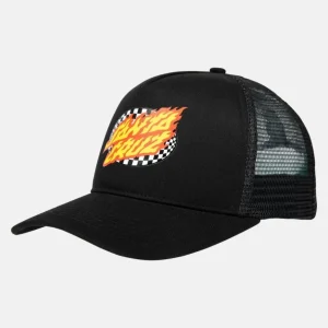 Gorra SANTA CRUZ OVAL CHECK FLAME MESHBACK- Black