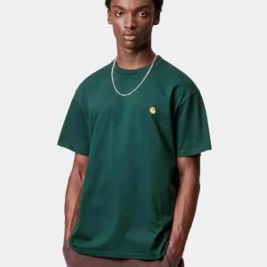 Camiseta CARHARTT WIP CHASE - Dark Fir / Gold