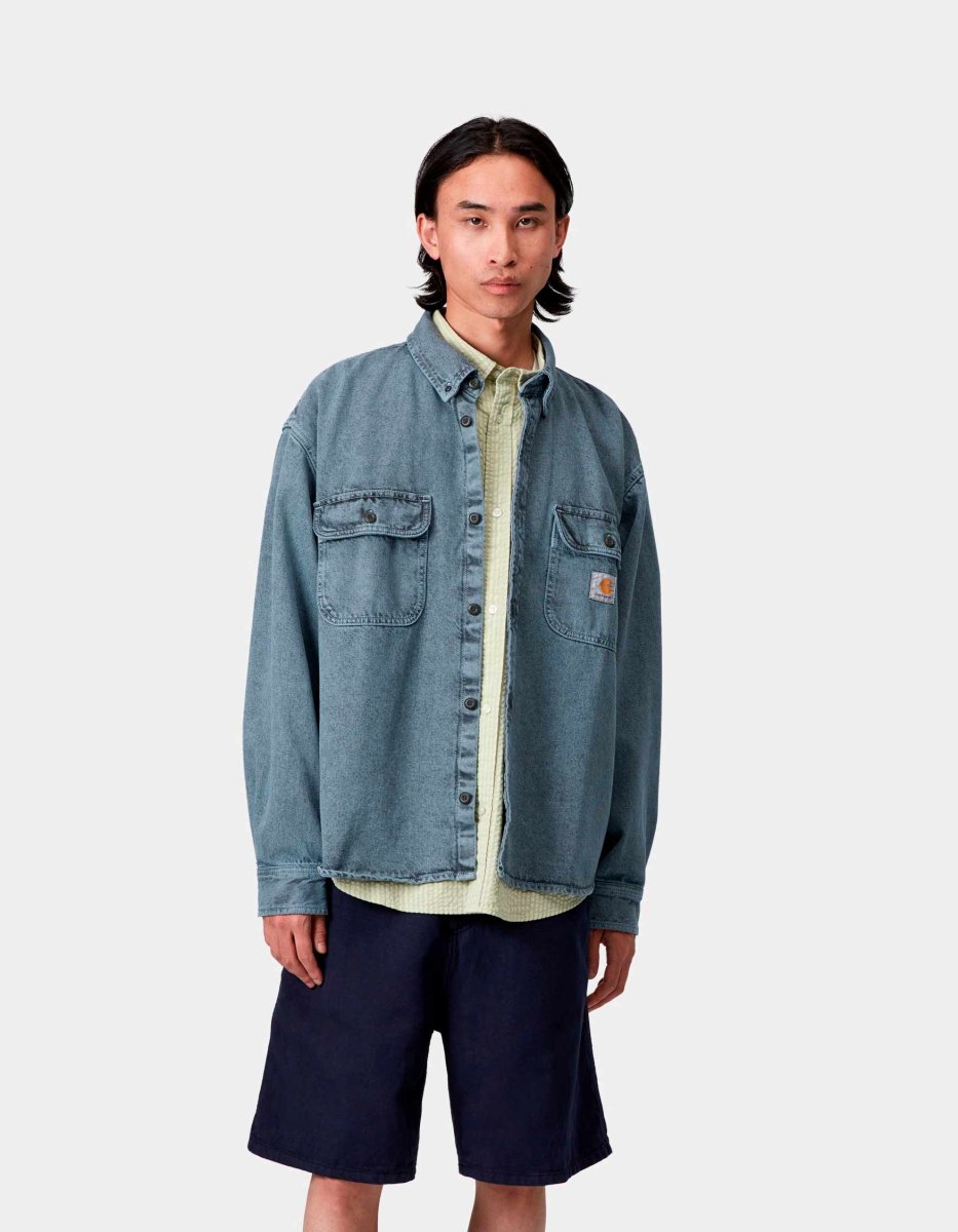 Camisa CARHARTT WIP TIGAN - Black / Blue Fog - Imagen 4