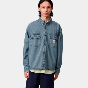 Camisa CARHARTT WIP TIGAN - Black / Blue Fog