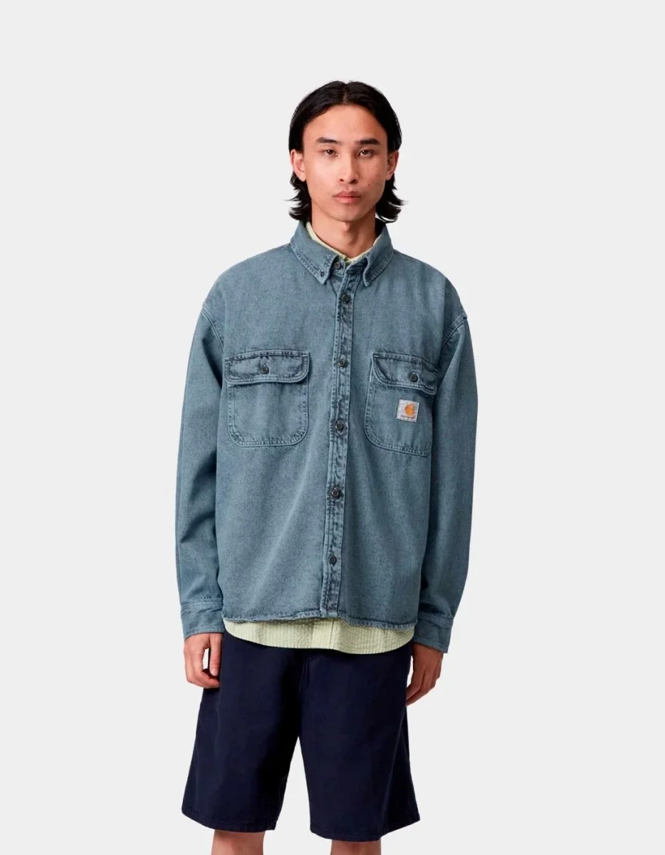 Camisa CARHARTT WIP TIGAN - Black / Blue Fog - Imagen 2