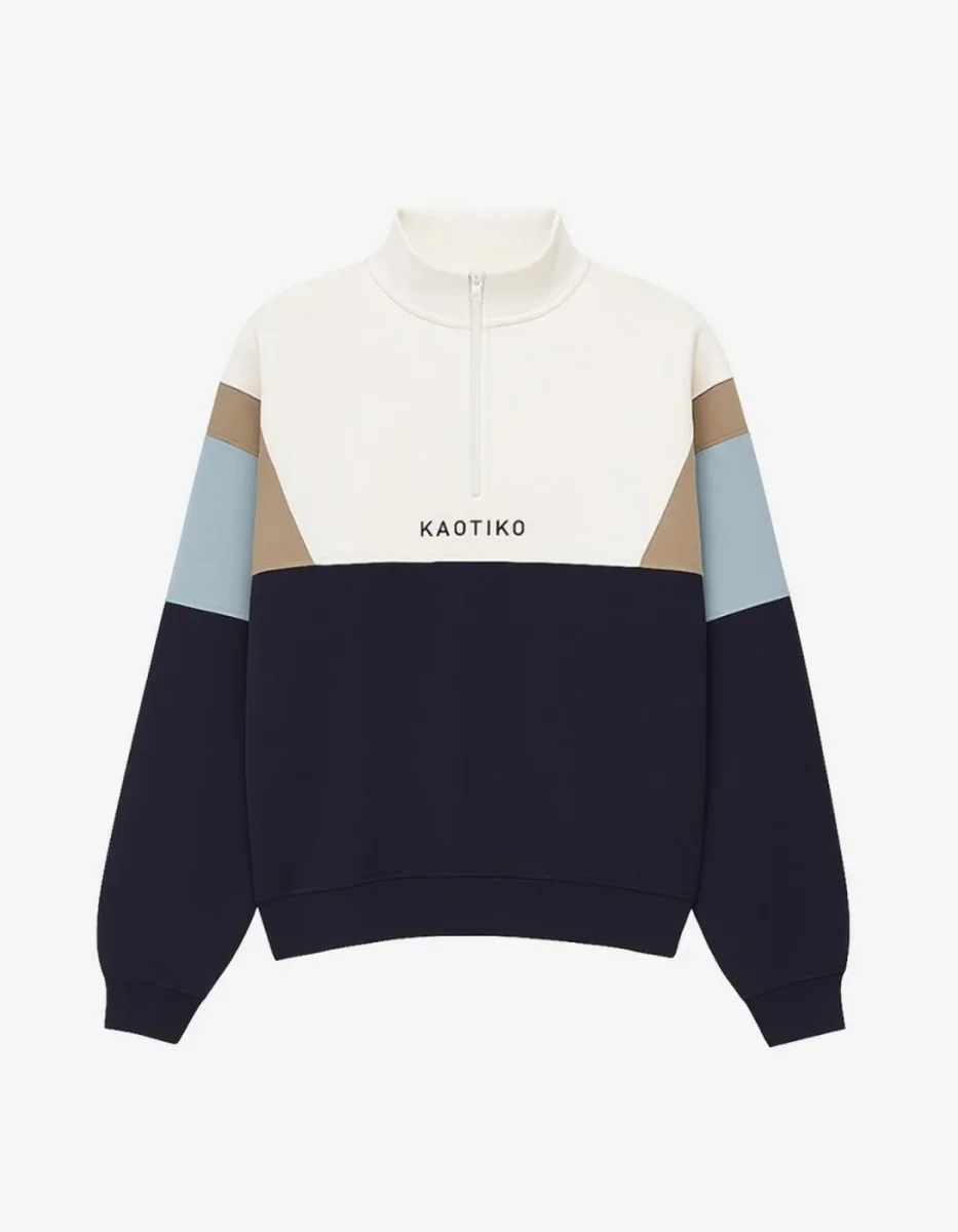 Sudadera KAOTIKO Crew ARTHUR - Ivory/Navy/Camel/Sky