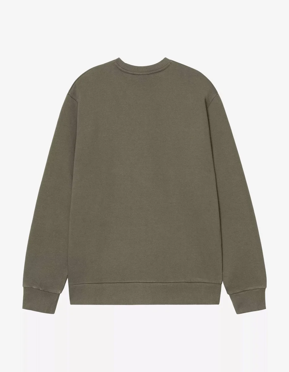 Sudadera Crew CARHARTT WIP SCRIPT EMBROIDERY - Leaf / White - Imagen 3