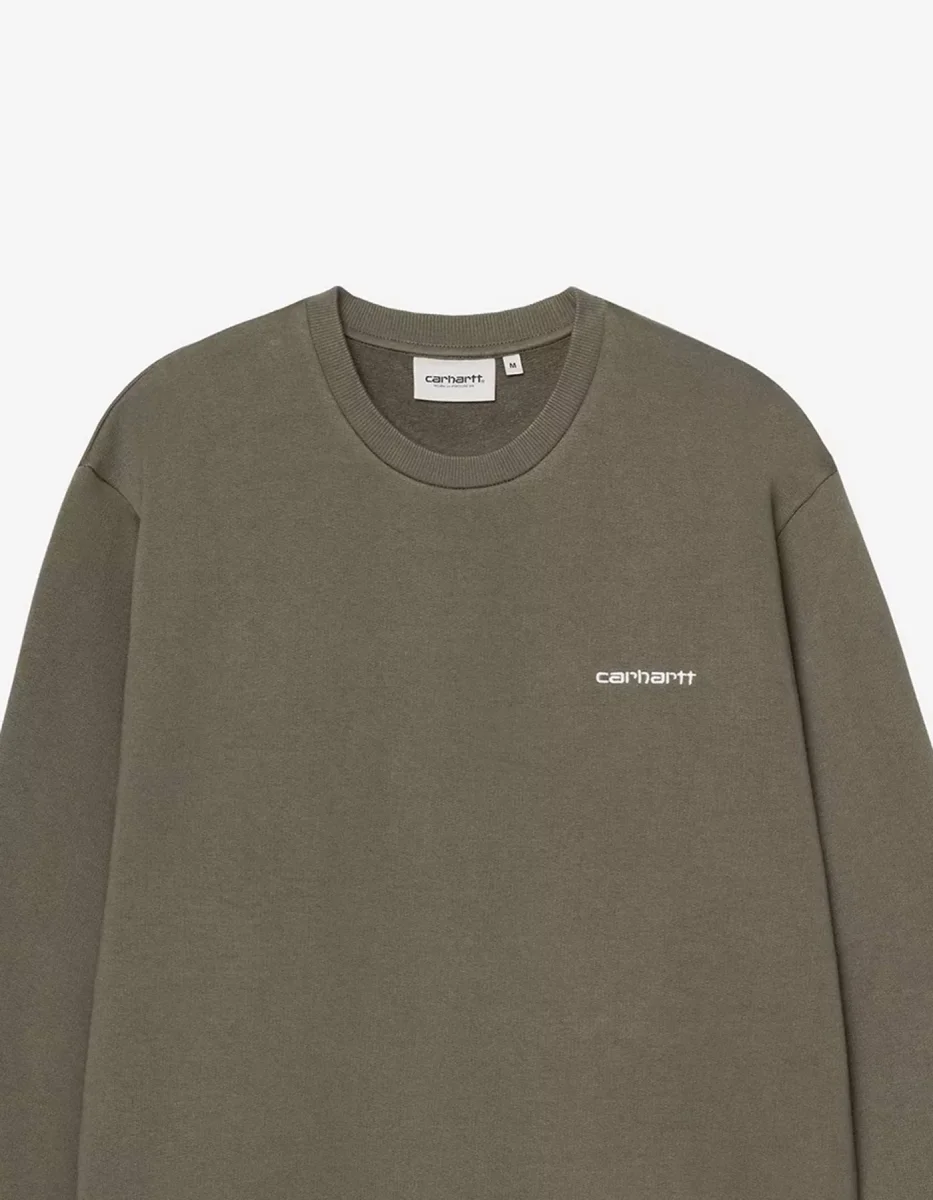 Sudadera Crew CARHARTT WIP SCRIPT EMBROIDERY - Leaf / White - Imagen 4