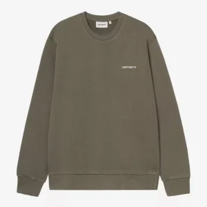 Sudadera Crew CARHARTT WIP SCRIPT EMBROIDERY - Leaf / White