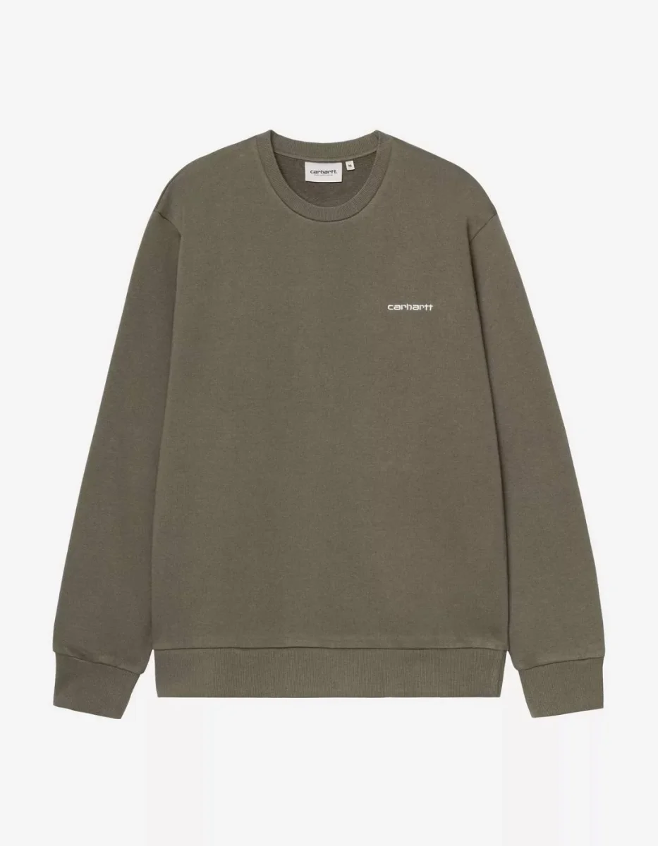 Sudadera Crew CARHARTT WIP SCRIPT EMBROIDERY - Leaf / White - Imagen 2
