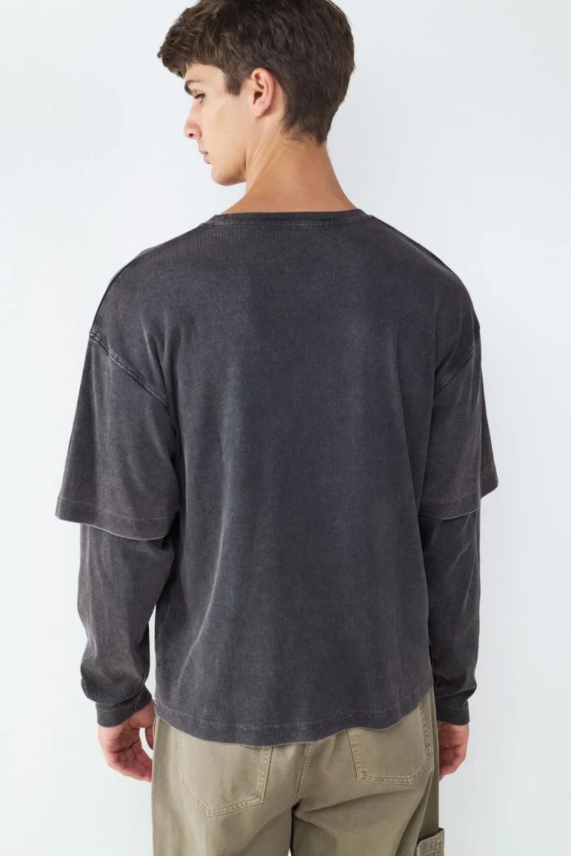 CAMISETA MANGA LARGA EFECTO LAVADO BMK-Black - Imagen 4