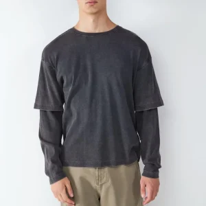 CAMISETA MANGA LARGA EFECTO LAVADO BMK-Black