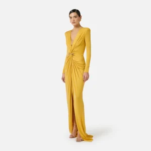 Vestido red carpet de punto cupro con logotipo joya