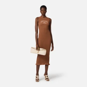 Vestido de punto con logotipo estampado