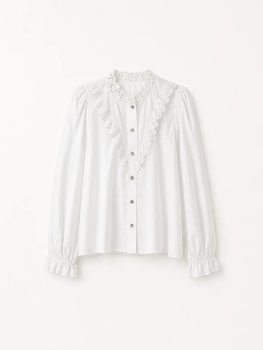 Blusa Con detalles en Perforado de Algodón - Imagen 6