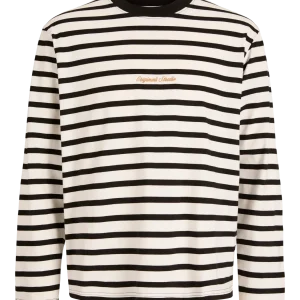 CAMISETA LOOSE NORREBRO - Black Stripes:CLOUD DANCER