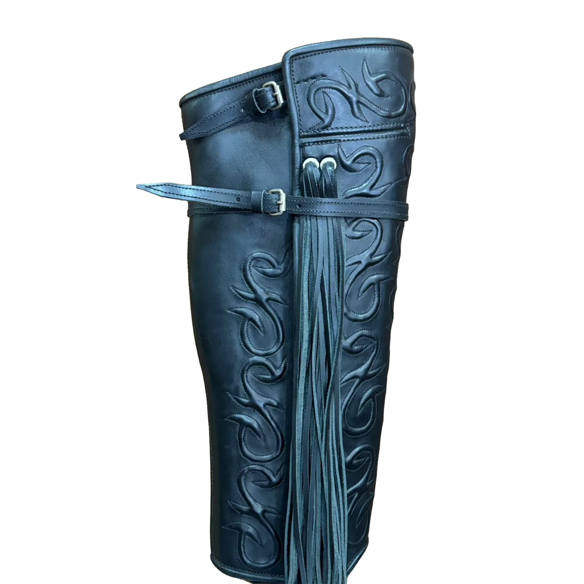Bota fina de cuero modelo recto con dibujo de gancho - Imagen 2