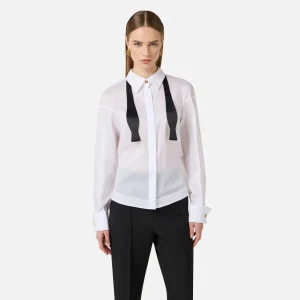 Camisa de gasa de algodón con pajarita
