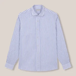 Camisa de Lino - Blanca Rayas Azules