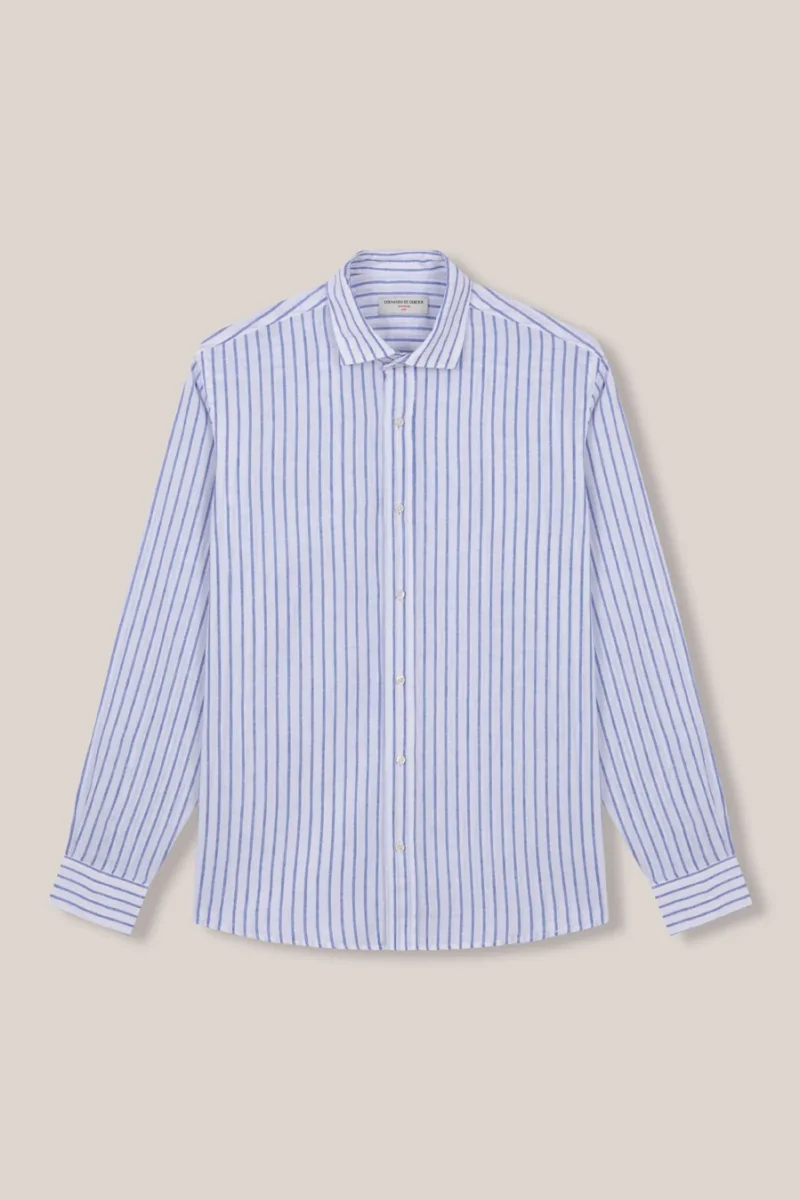 Camisa de Lino - Blanca Rayas Azules - Imagen 2