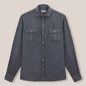 Camisa de Lino Dos Bolsillos - Plomo