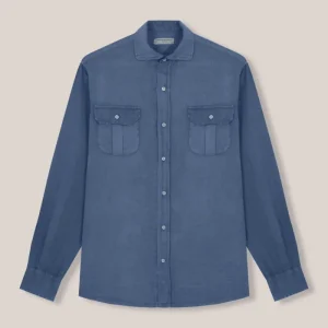 Camisa de Lino Dos Bolsillos - Azul Petróleo