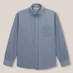 Camisa De Popelín Bolsillo - Azul Petróleo