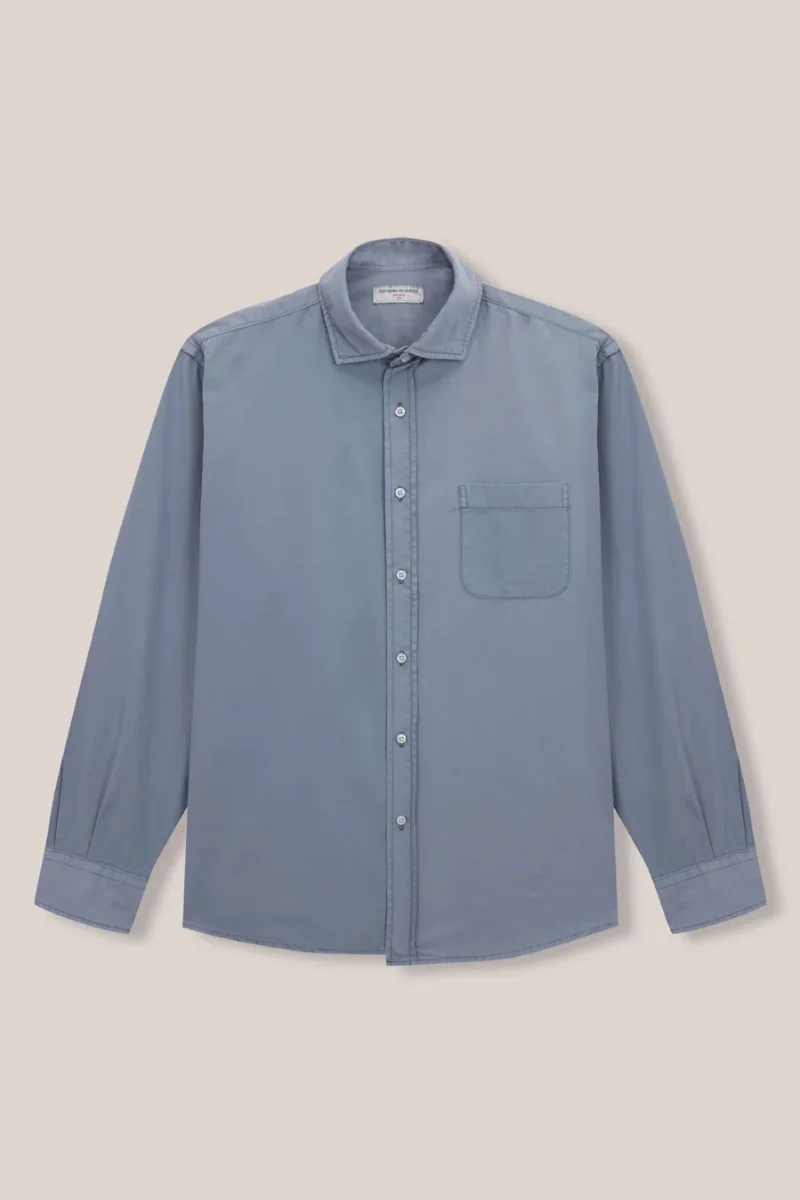 Camisa De Popelín Bolsillo - Azul Petróleo - Imagen 2