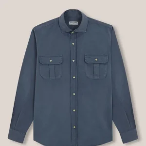 Camisa de Popelín Dos Bolsillos - Azul Petróleo