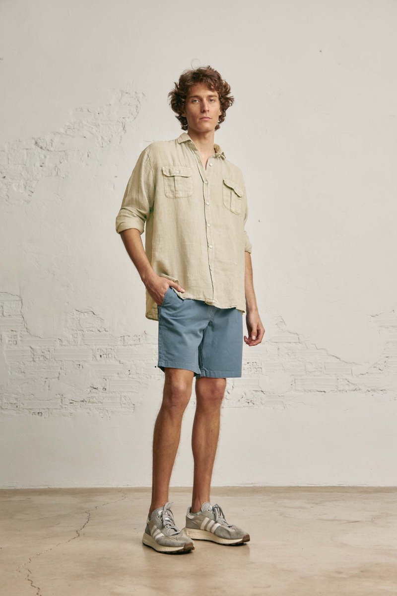 Camisa de Lino Dos Bolsillos - Camel - Imagen 3