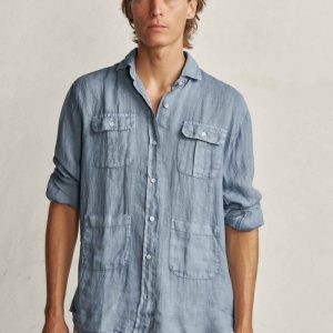 Camisa Guayabera de Lino - Azul