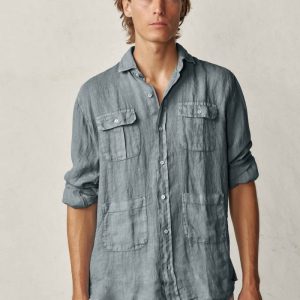 Camisa Guayabera de Lino - Gris