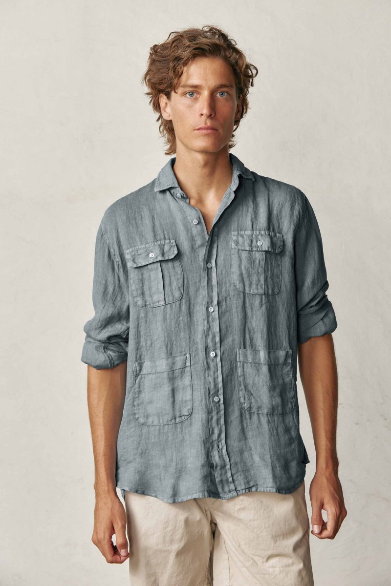 Camisa Guayabera de Lino - Gris - Imagen 2