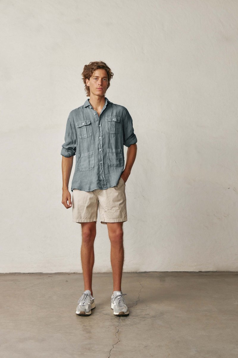 Camisa Guayabera de Lino - Gris - Imagen 3