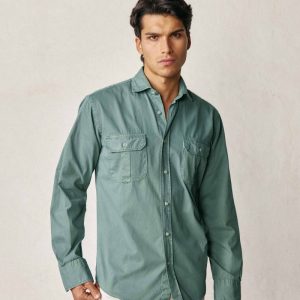 Camisa De Popelín Dos Bolsillos - Verde Botella