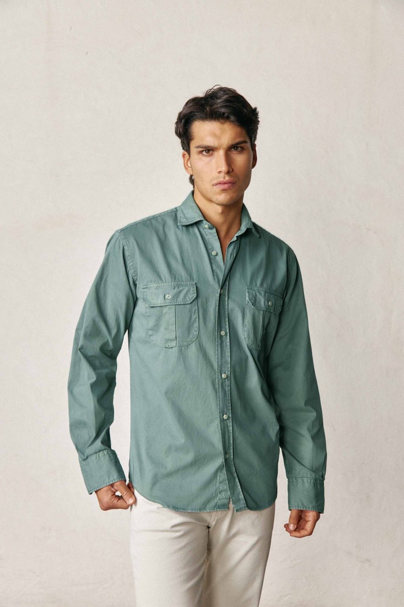Camisa De Popelín Dos Bolsillos - Verde Botella - Imagen 2