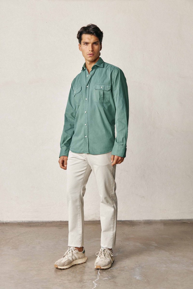 Camisa De Popelín Dos Bolsillos - Verde Botella - Imagen 3