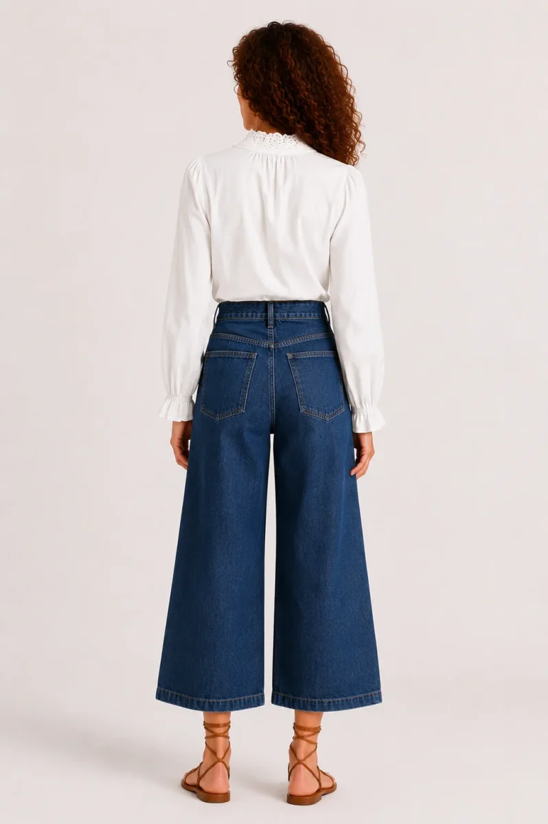 Blusa Con detalles en Perforado de Algodón - Imagen 5
