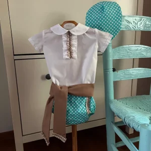 Conjunto Campero Niño Verde Agua Lunares Baby Alex