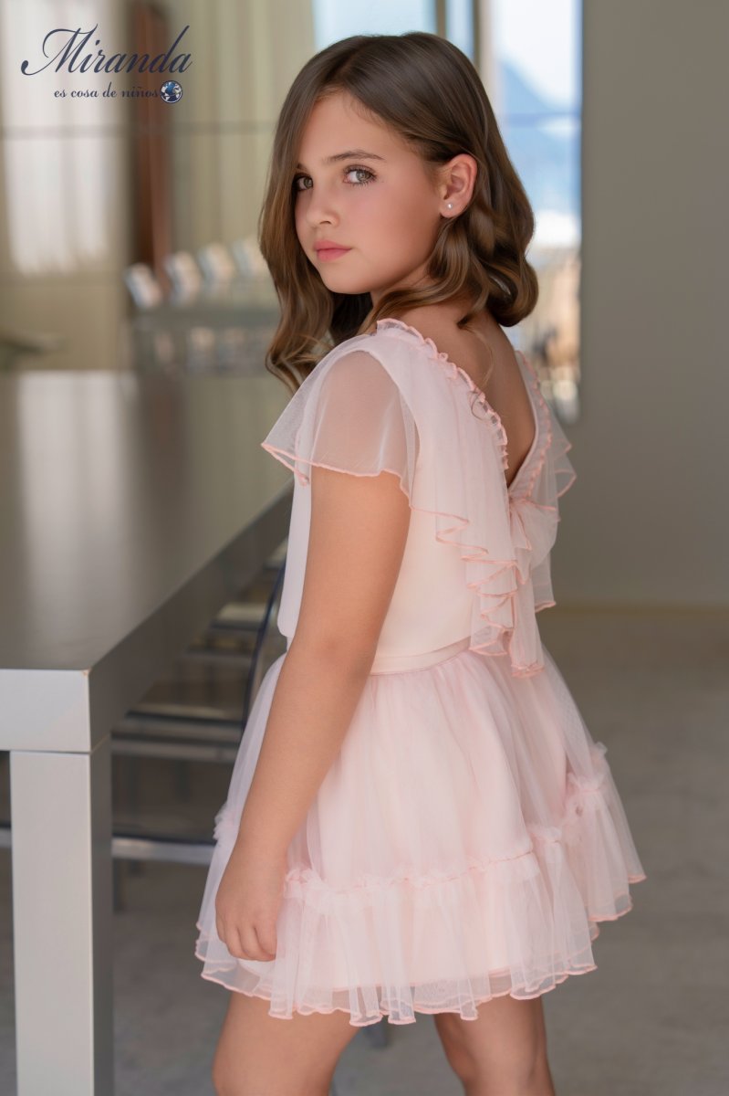 CONJUNTO NIÑA BLUSA Y FALDA GASA ROSA - Imagen 3