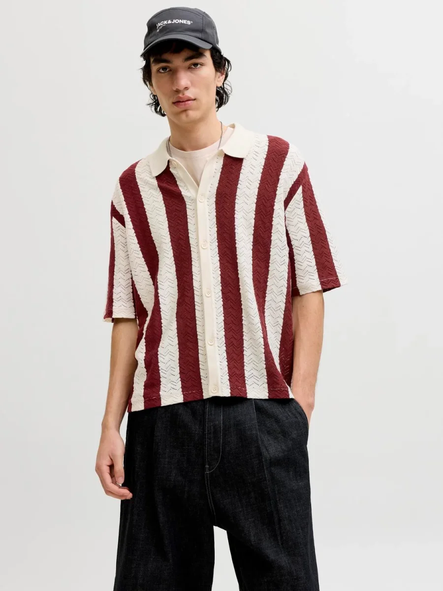POLO LOOSE TEJIDO RAYAS TYLER - Sea Salt Stripes:Cabernet