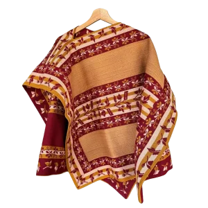 Chamanto de lana reversible rojo y camel