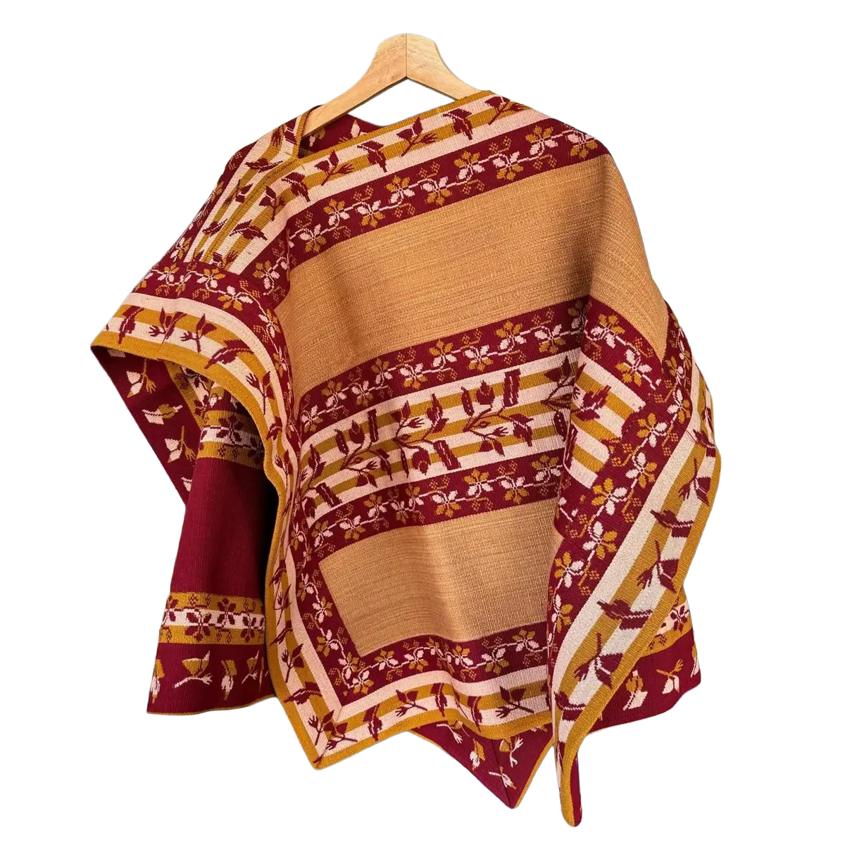 Chamanto de lana reversible rojo y camel