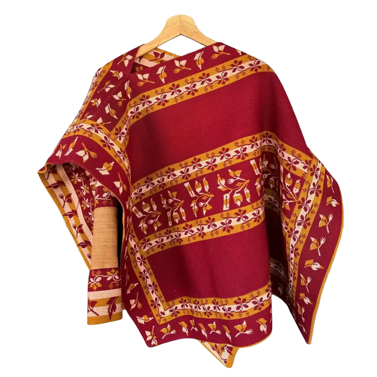 Chamanto de lana reversible rojo y camel - Imagen 3